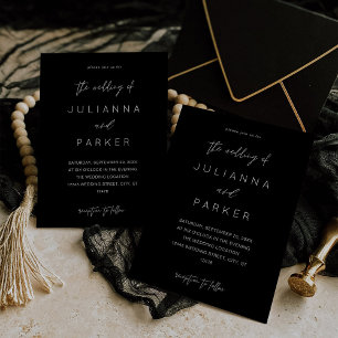 ブラックMODカリグラフィー結婚式招待状 招待状