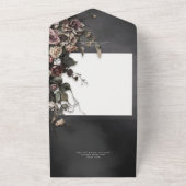ブラックMoodyゴシックの花とミストディナーカスタム オールインワン招待状 (外側)
