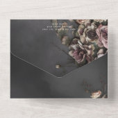 ブラックMoodyゴシックの花とミストディナーカスタム オールインワン招待状 (裏面)