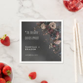 ブラックMoody Gothicの花とミスト結婚ーズ スタンダードカクテルナプキン (インサイチュ)