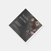 ブラックMoody Gothicの花とミスト結婚ーズ スタンダードカクテルナプキン (角)