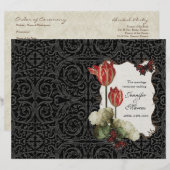 ブラックnクリームレッドチューリップダマスク – 結婚式 プログラム (正面/裏面)