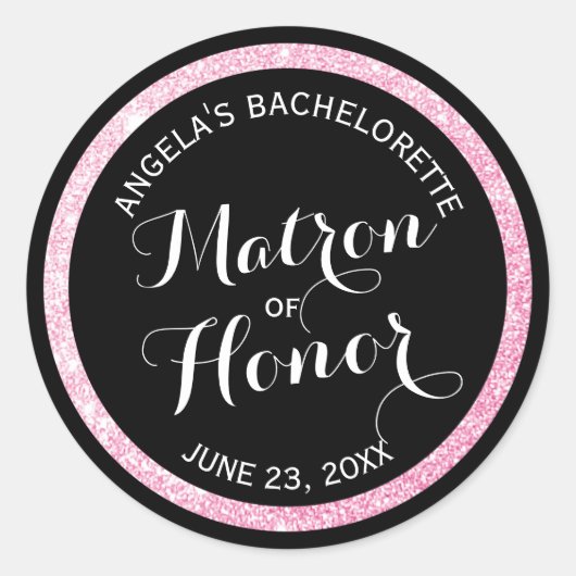 ブラックnピンクグリッターマトロンの名誉バチェロレッテ ラウンドシール (正面)