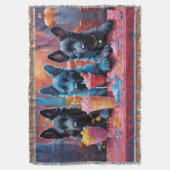 ブラックNブルードイツ羊飼い子犬Nミルクシェイク スローブランケット (正面縦)