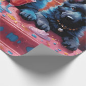 ブラックNブルードイツ羊飼い子犬Nミルクシェイク ラッピングペーパー (角)