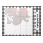 ブラックnホワイトフローラギンガム_重要な方程式 ノートパッド (正面)