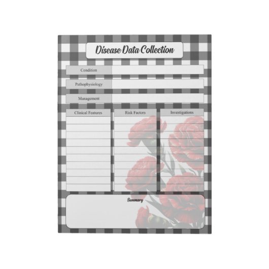 ブラックnホワイトフローラ_疾患データ収集 ノートパッド (回転)