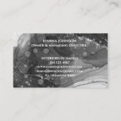 ブラックnホワイトマーブルアゲートモノグラムイニシャルゲード 名刺 (裏面)