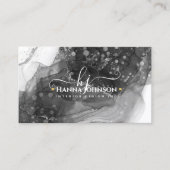 ブラックnホワイトマーブルアゲートモノグラムイニシャルゲード 名刺 (正面)