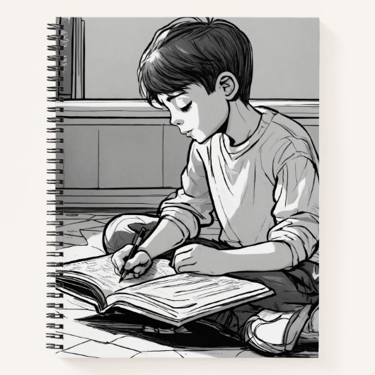 ブラックNホワイト勉強スパイラルノートブック ノートブック (正面)