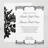 ブラックnホワイト(紋章の)フラ・ダ・リダマスクウェディング 招待状 (正面/裏面)