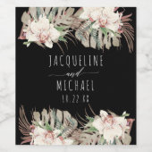 ブラックn赤面オーキッドフローラシーサイド結婚デザート ワインラベル (シングルラベル)