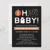 ブラックOhベビーパンプキンハロウィーンベビーシャワー 招待状 (正面)