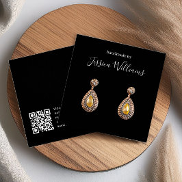 ブラックQRコードおよびスクリプトモダンイヤリングディスプレイカード