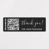 ブラックQRコードを購入パーソナライズされたありがとう ラベル (デザイン1)