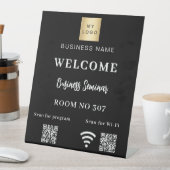 ブラックQRコードビジネスロゴセミナールームwifi 台座サイン (インサイチュ)