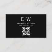 ブラックQRコードモノグラムミニマリスト 名刺 (正面)