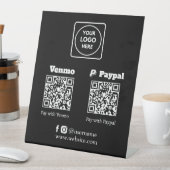 ブラックQRコード決済 | Venmo PayPal カスタムロゴ 台座サイン (インサイチュ)