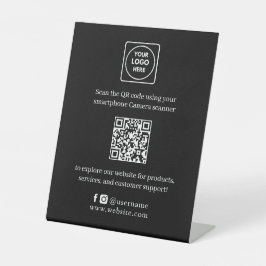 ブラックQRコード | 現代のスキャン可能なビジネスウェブサイト 台座サイン