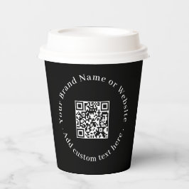 ブラックQRコード | 現代のビジネスプロモーションデザイン 紙コップ
