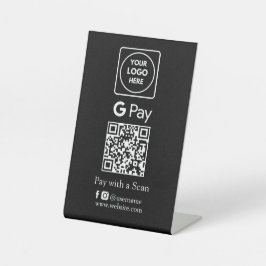ブラックQRコード | Google Pay 非接触決済 台座サイン