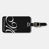 ブラックQRスクリプトモノグラムのラゲッジタグ ラゲッジタグ (正面横)