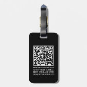 ブラックQRスクリプトモノグラムのラゲッジタグ ラゲッジタグ (裏面縦)