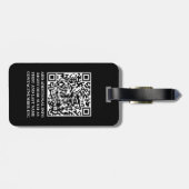 ブラックQRスクリプトモノグラムのラゲッジタグ ラゲッジタグ (裏面横)