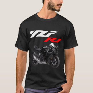 ブラックR1スポーツバイクバイク Tシャツ
