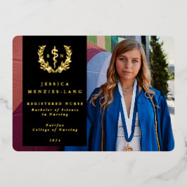 ブラックRN Asclepius卒業写真発表 箔招待状