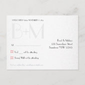 ブラックRSVPはがきスタイリッシュにピンクの輝き インビテーションポストカード (裏面)