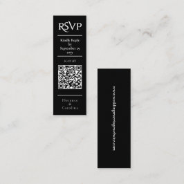 ブラックRSVP QRコード結婚の予算囲みカード スキニー名刺