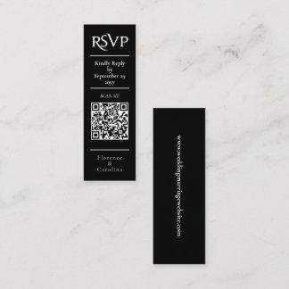 ブラックRSVP QRコード結婚の予算囲みカード スキニー名刺