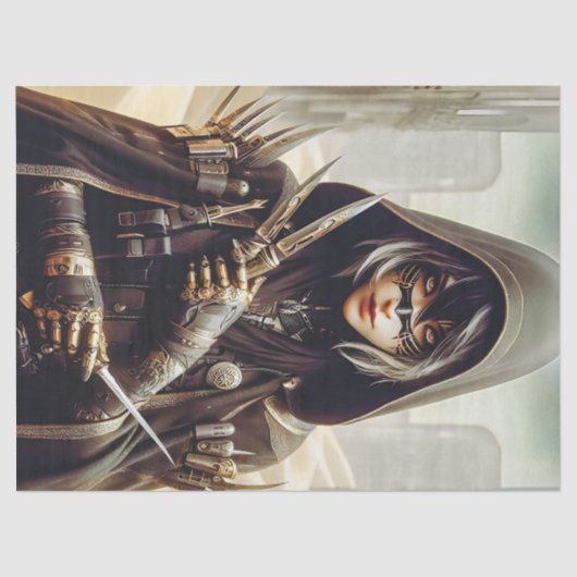 ブラックSCIフィデコパージュの服を着た女性戦士 薄葉紙 (正面)