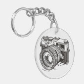 ブラックSLRカメラの写真家 カメラ 写真撮影 キーホルダー (正面左)