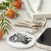 ブラックSLRフォトグラファーによるカメラ撮影 キーホルダー (正面右)