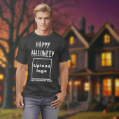 ブラックTシャツでのビジネスのハロウィーンの挨拶 Tシャツ