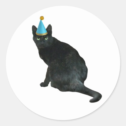 ブラックTortie Catパーティーシール ラウンドシール (正面)