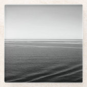 ブラックVelvet海モノクロ写真 ガラスコースター (正面)