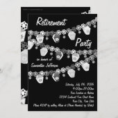 ブラックw/ホワイトランタンリタイアメントパーティの招待状 招待状 (正面/裏面)