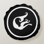 ブラックw/モノグラムイニシャルホワイトマーメイド航海の ラウンドクッション (裏面)