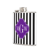 ブラックWhtストライプクローバーパープル3モノグラム フラスク (左)