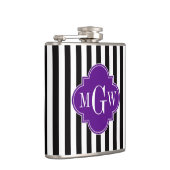 ブラックWhtストライプクローバーパープル3モノグラム フラスク (右)