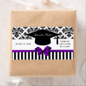 ブラックWHTストライプダマスクパープルウォーターラベルグラッド#2 ラベル (インサイチュ)