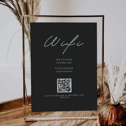 ブラックWifiコード、QRコードWifi Connect 招待状