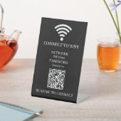 ブラックWiFiQRコード | スキャンで接続するモダンデザイン 台座サイン (インサイチュ)