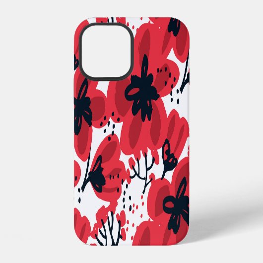 ブラッサムレッド:抽象的な手描きの模様 iPhoneケース (裏面)