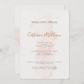 ブラッシミニマルングピーチバーチャル結婚式招待状 招待状 (正面/裏面)