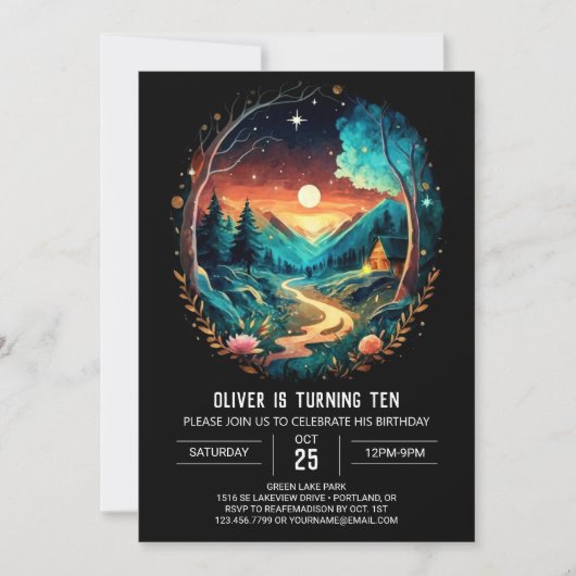 ブラッシュウッドアドベンチャーアワイトワンダーランド誕生日 招待状 (正面)