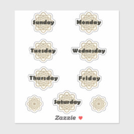 ブラッシュゴールデンマンダラス日ズオブザウィークはっきりしたフォント シール